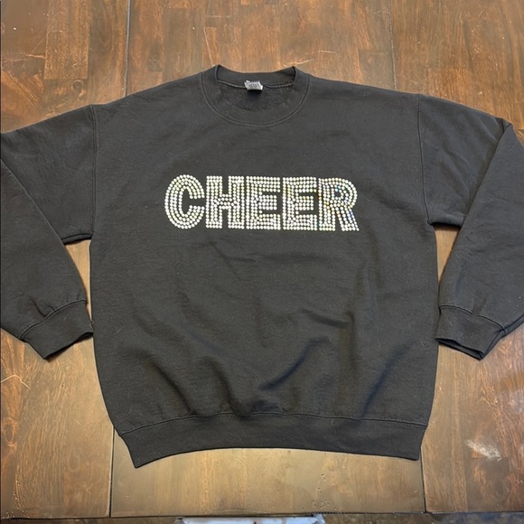 Gildan Black Cheer Rhinestone Sweatshirt NWOT - Picture 3 of 14